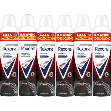 Kit Desodorante Aerosol Rexona Antibacterial + Invisible 250ml - 6 Unidades