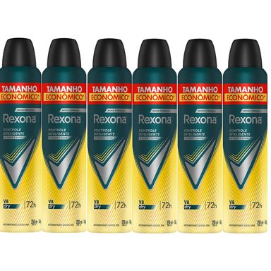 Kit Desodorante Aerosol Rexona V8 Amarelo 250ml - 6 Unidades