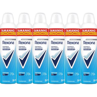 Kit Desodorante Aerosol Rexona Cotton Dry Azul 250ml - 6 Unidades