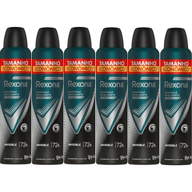 Kit Desodorante Antitranspirante Aerosol Rexona Invisible 72 horas - 250ml - 6 Unidades