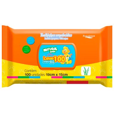 Toalha Umedecida Natural Baby Wipes Mae E Filho Com 100 Unidades