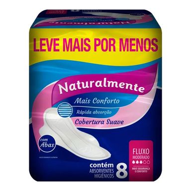 Absorvente Naturalmente Mais Conforto Com Abas 8 Unidades