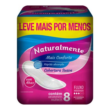 Absorvente Naturalmente Mais Comforto Sem Abas 8 Unidades