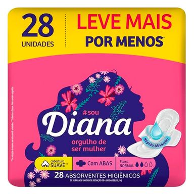 Absorvente Diario Diana Cobertura Suave Com Abas 28 Unidades