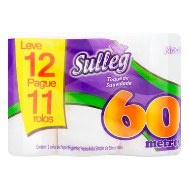 Papel Higienico Sulleg Folha Simples 60 Metros Leve 12 E Pague 11