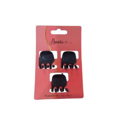 Piranha Para Cabelo Annie Preta Neutra Com 3 Unidades