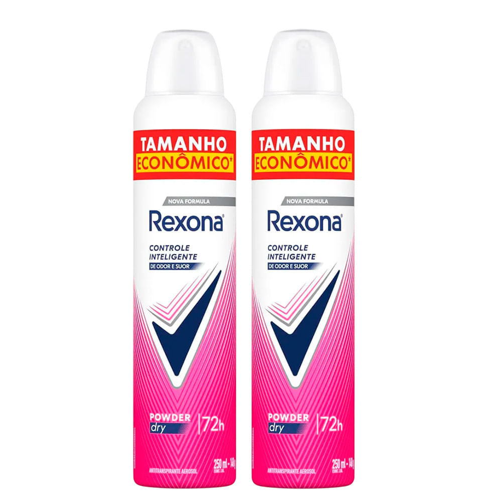 Kit Rexona Powder Dry 72h Aerosol 250ml - 2un - Lojas Rede