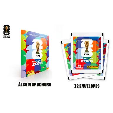 Kit Panini Álbum Copa Do Mundo 2026 Capa Brochura + Kit Com 12 Envelopes (84 Figurinhas)