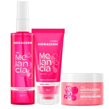 Kit Hidraderm Melancia Sabonete Liquido 150ml + Creme Esfoliante 300g + Body Splash 190ml