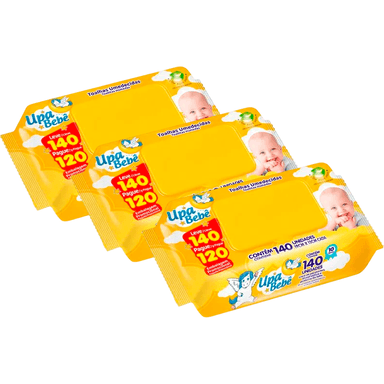 Kit 3 Toalha Umedecida Upa Bebê 140 Unidades - 420 Toalhas