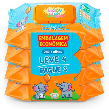 Toalha Umedecida Baby Club Leve Mais Pague Menos 280 Folhas