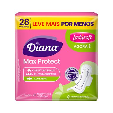 Absorvente Diana Max Protect com Abas Cobertura Suave 28 Unidades