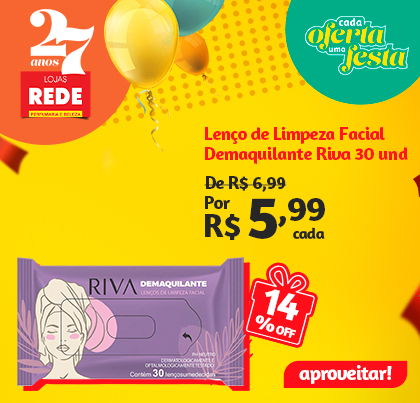 Lenço De Limpeza Facial Demaquilante Riva