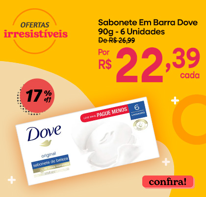 [F1-Unilever] Ofertas Irresistíveis Sabonete em Barra Dove 90g - 6 unidades 22,39[05-25]
