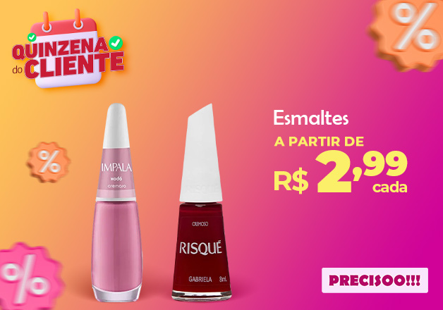 Esmaltes a partir de R$ 2,99